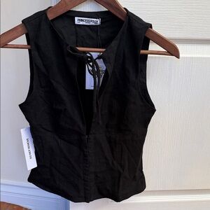 Princess Polly Black Tie-Front Sleeveless Top